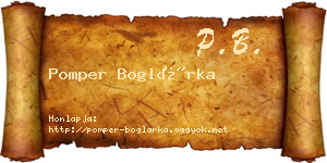Pomper Boglárka névjegykártya
